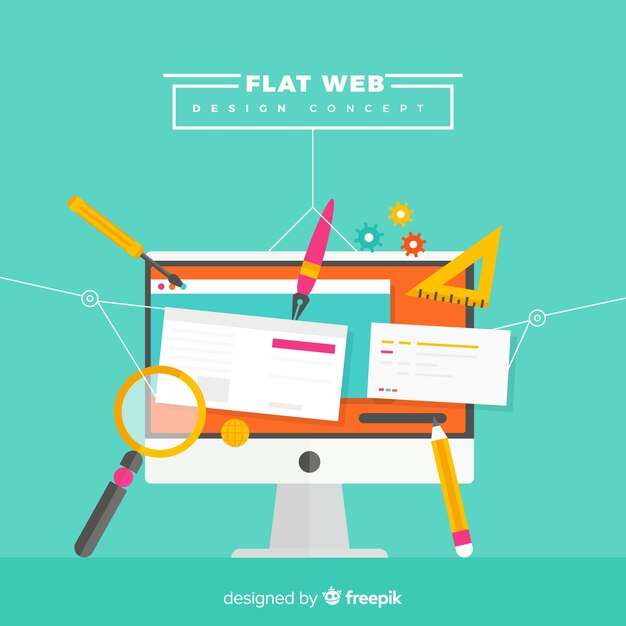 Concepto colorido de diseño web con diseño plano