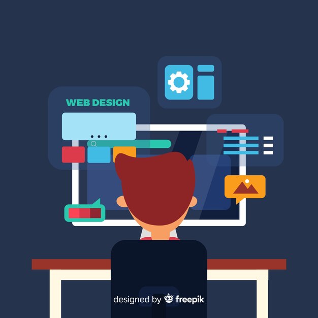 Concepto colorido de diseño web con diseño plano
