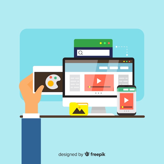 Concepto colorido de diseño web con diseño plano