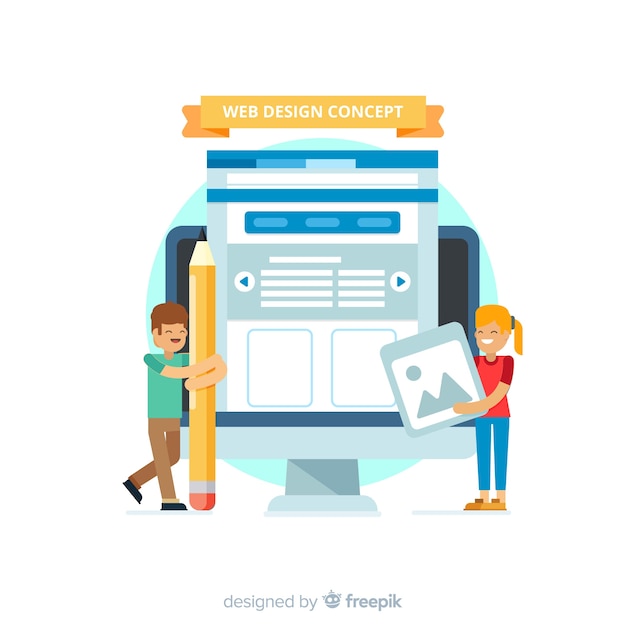 Concepto colorido de diseño web con diseño plano