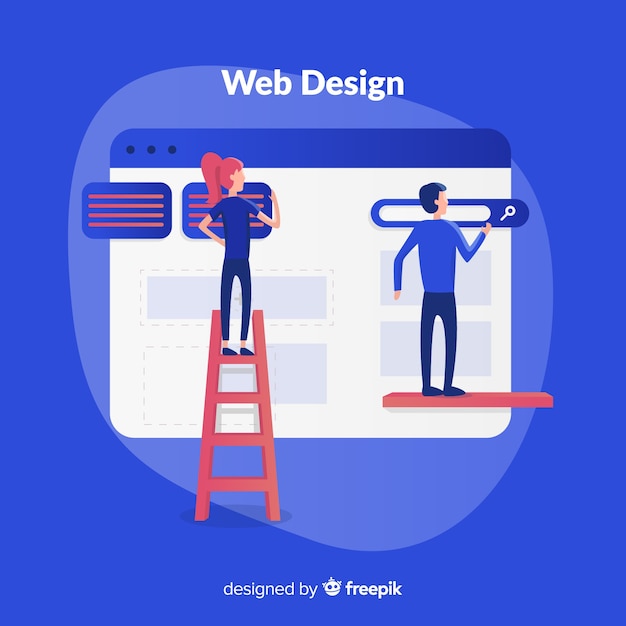 Concepto colorido de diseño web con diseño plano