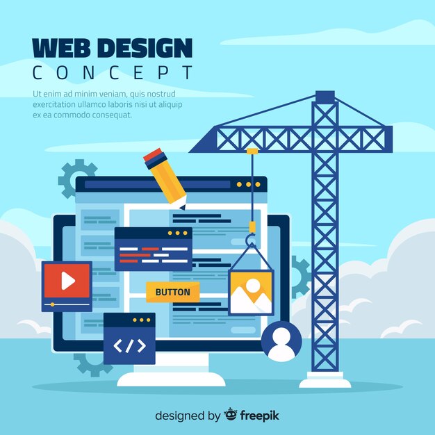 Concepto colorido de diseño web con diseño plano