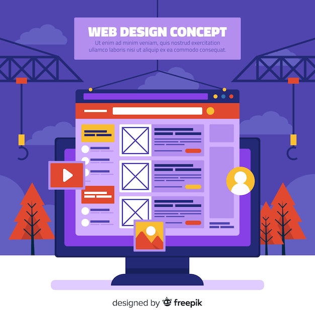 Vector gratuito concepto colorido de diseño web con diseño plano