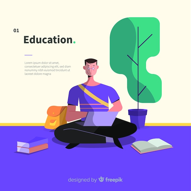 Concepto colorido de educación con diseño plano