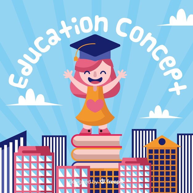 Concepto colorido de educación con diseño plano
