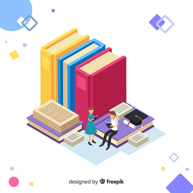 Concepto colorido de educación con vista isométrica