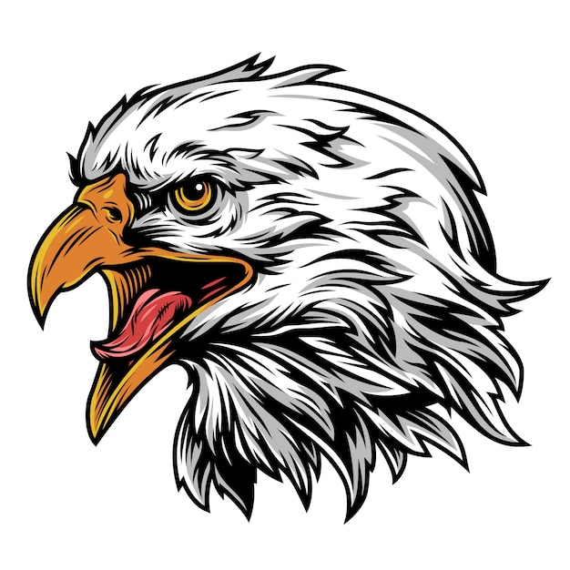 Concepto colorido de la mascota de la cabeza de águila vintage