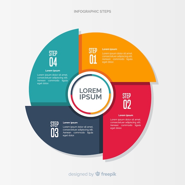 Concepto colorido de pasos infográficos en diseño flat
