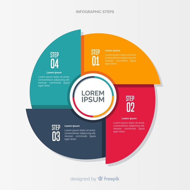 Concepto colorido de pasos infográficos en diseño flat