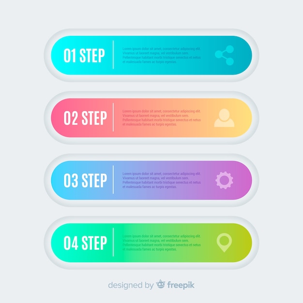 Concepto colorido de pasos infográficos gradientes