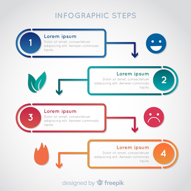 Concepto colorido de pasos infográficos gradientes