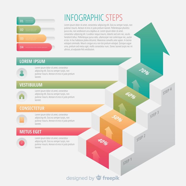 Concepto colorido de pasos infográficos