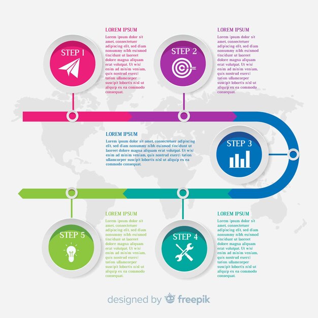 Concepto colorido de pasos infográficos