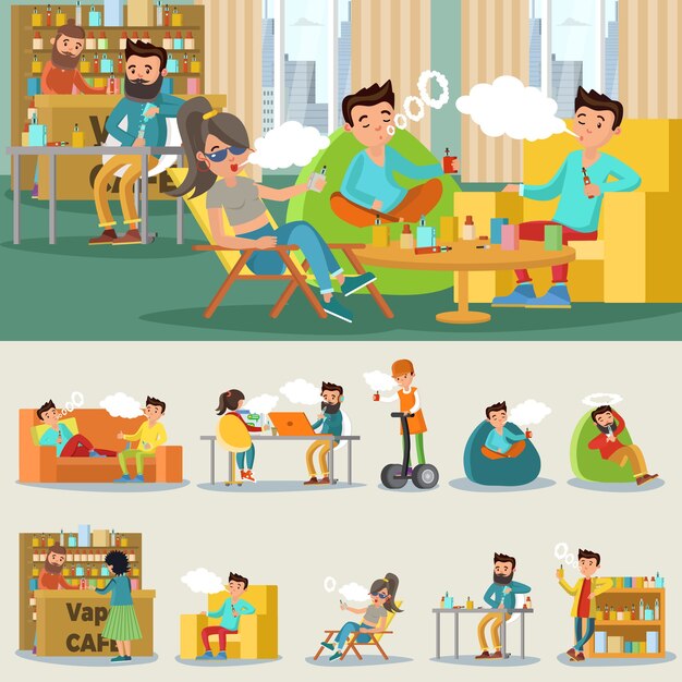 Concepto colorido de Vape Cafe