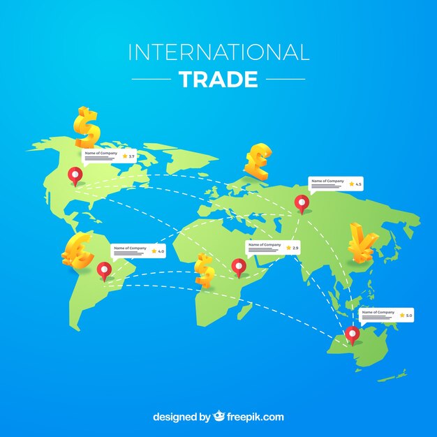 Concepto de comercio internacional con diseño plano