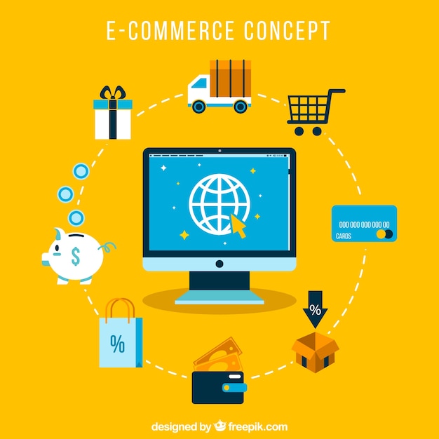 Concepto de comercio online alrededor del mundo