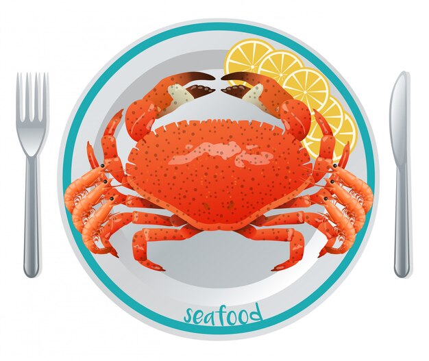 Concepto de comida de mariscos de dibujos animados