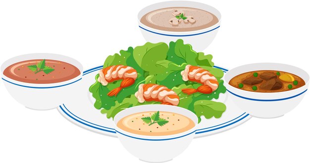 Concepto de comida saludable con ensalada de camarones