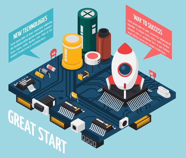 Concepto de componentes electrónicos de semiconductores