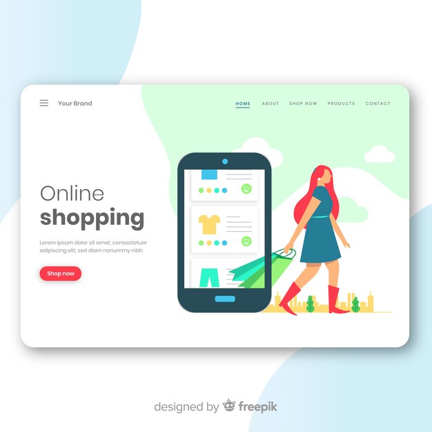Concepto de compra online para landing page