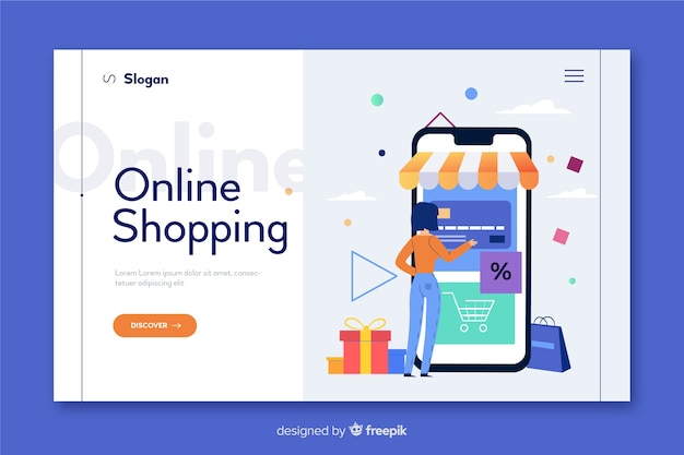 Concepto de compra online para landing page