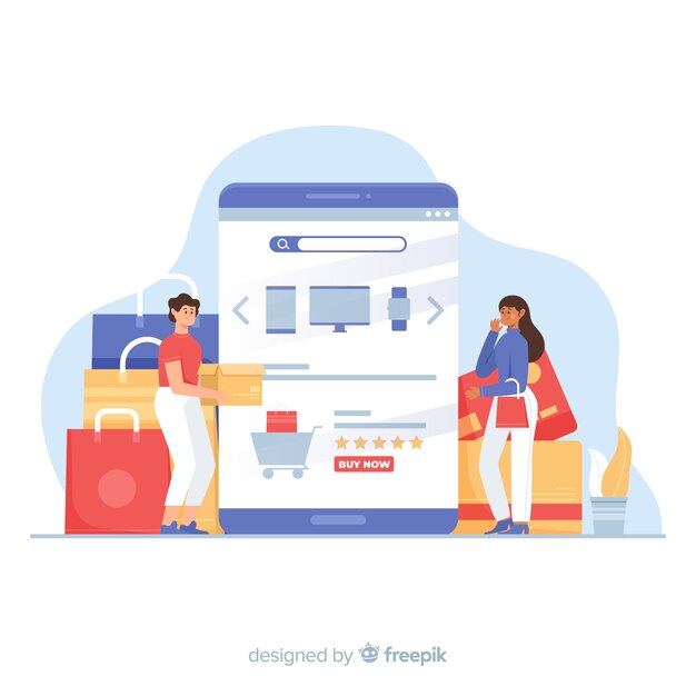 Concepto de compras en línea para la página de aterrizaje