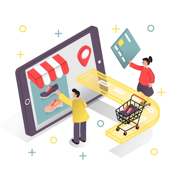 Concepto de compras en línea para la página de aterrizaje