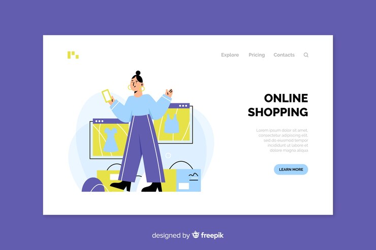 Vector gratuito concepto de compras en línea para la página de aterrizaje
