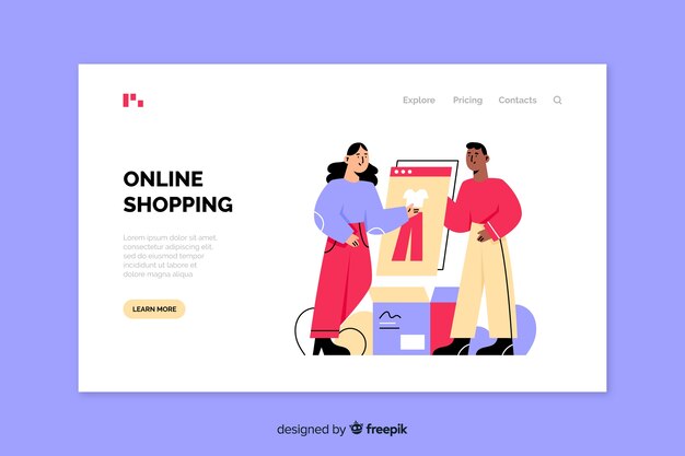 Concepto de compras en línea para la página de aterrizaje