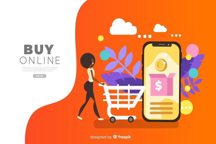 Vector gratuito concepto de compras en línea para la página de aterrizaje