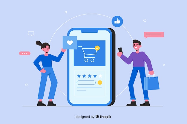 Concepto de compras en línea para la página de aterrizaje