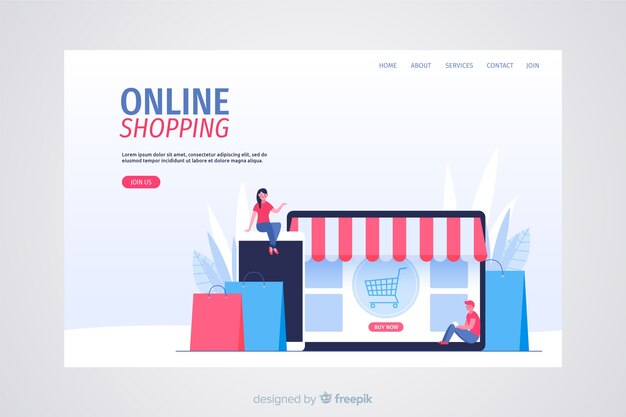 Concepto de compras en línea para la página de aterrizaje