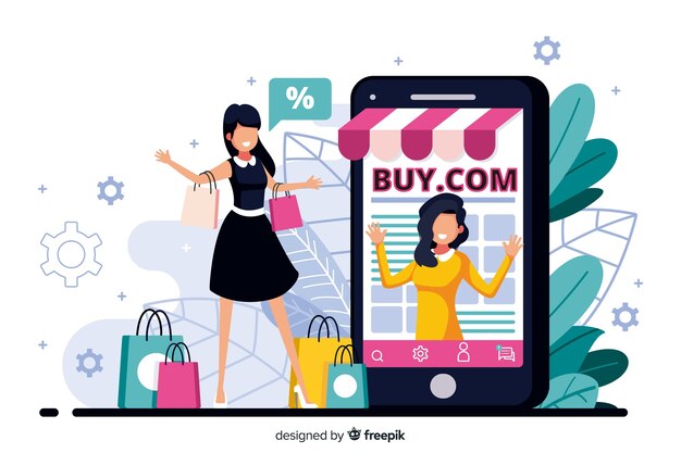 Concepto de compras en línea para la página de aterrizaje
