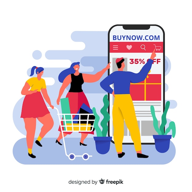 Concepto de compras en línea para la página de aterrizaje