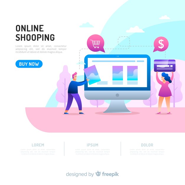 Concepto de compras en línea para la página de aterrizaje