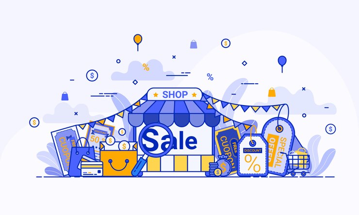 Concepto de compras en línea para la página de inicio web, marketing digital en el sitio web y aplicación móvil.