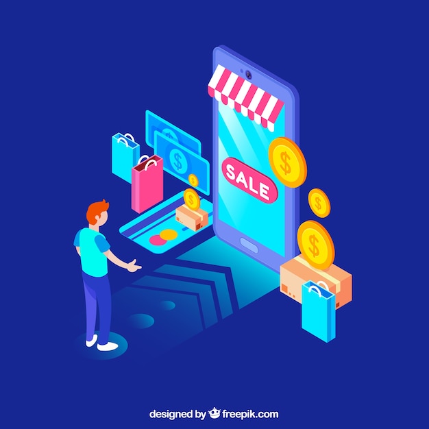 Concepto de compras online con diseño plano