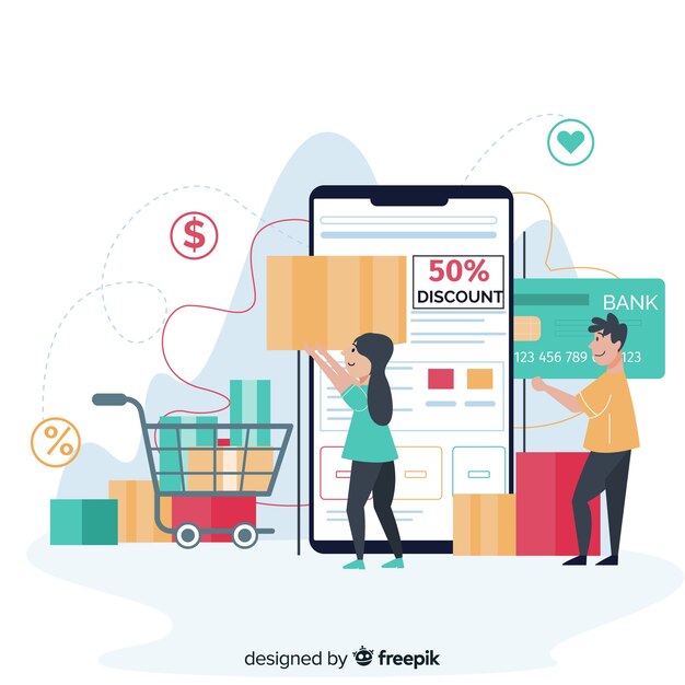 Concepto de compras online para landing page