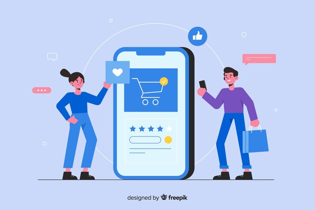 Concepto de compras online para landing page