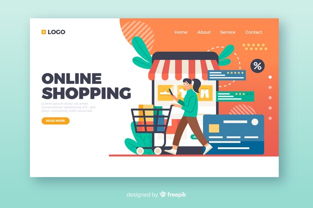 Concepto de compras online para landing page