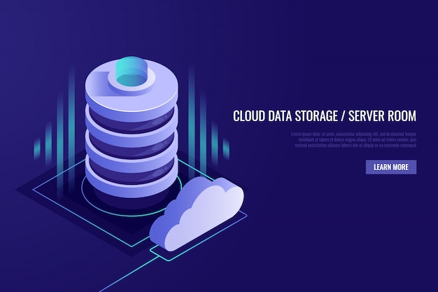 Concepto de computación en la nube. Alojamiento web y tecnología en la nube.