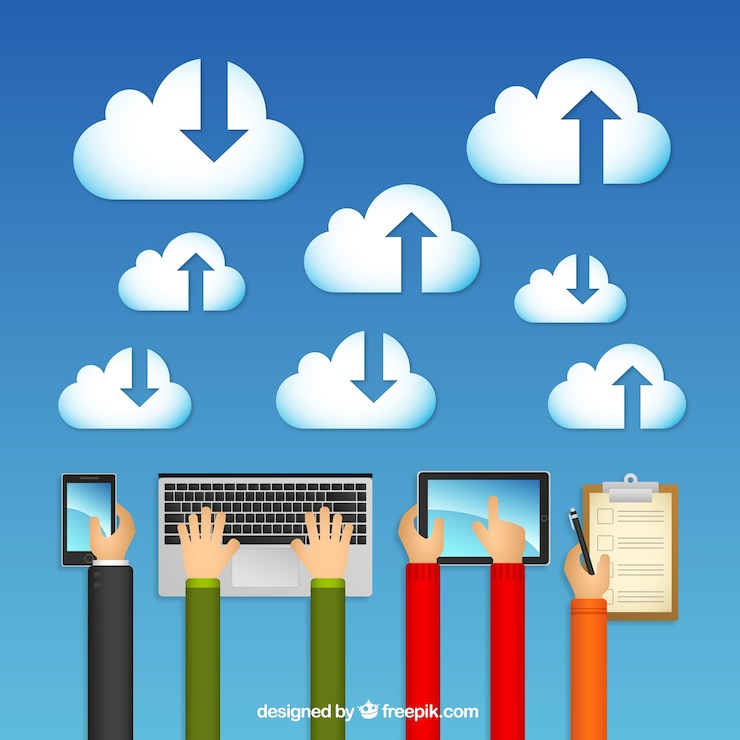 Vector gratuito concepto de computación en las nubes