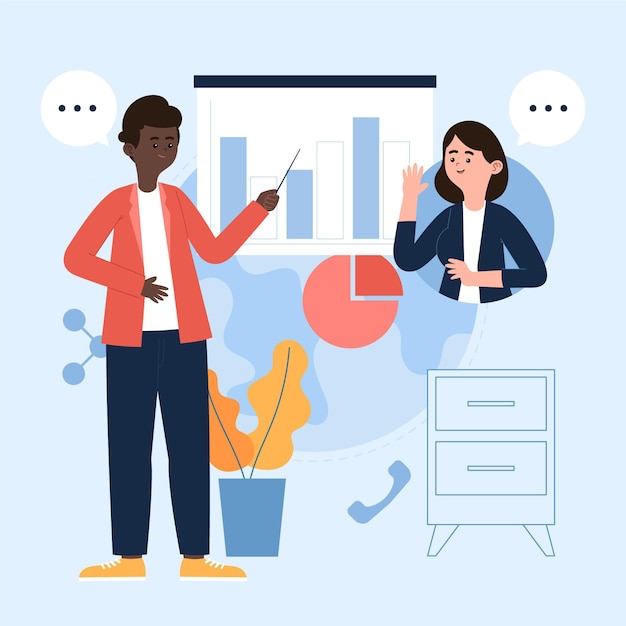 Concepto de comunicación empresarial dibujado a mano