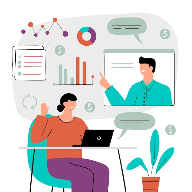 Concepto de comunicación empresarial dibujado a mano