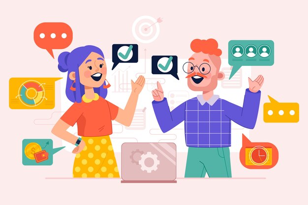 Concepto de comunicación empresarial dibujado a mano
