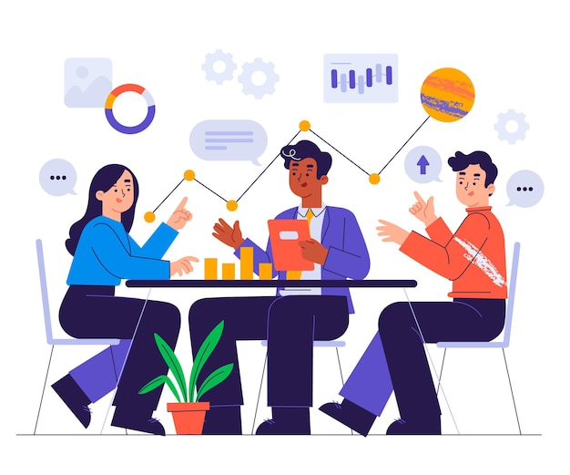 Concepto de comunicación empresarial de diseño plano