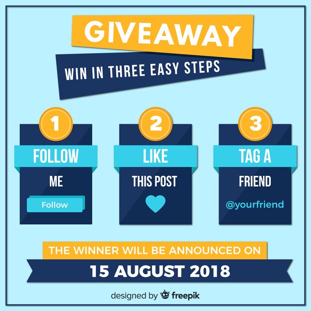 Concepto de concurso en redes sociales con diseño plano