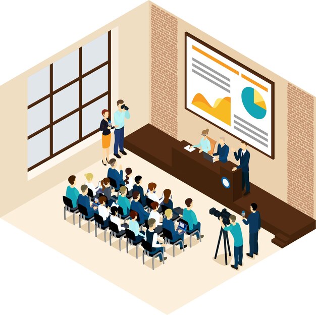 Concepto de conferencia de negocios isométrica