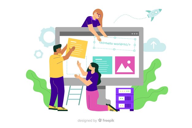 Concepto de configuración del sitio web para la página de destino