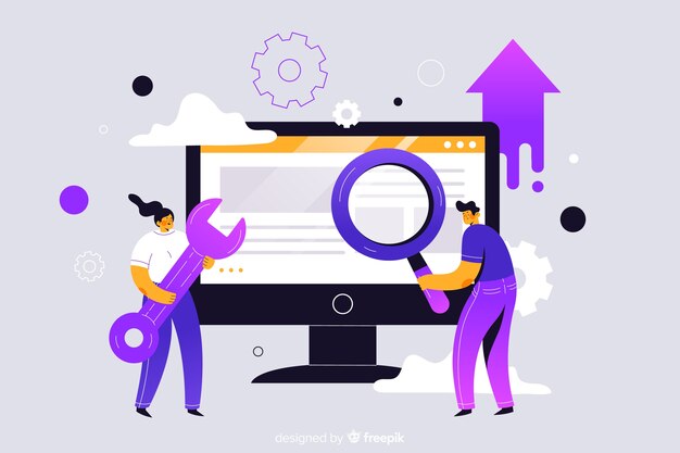 Concepto de configuración del sitio web para la página de destino